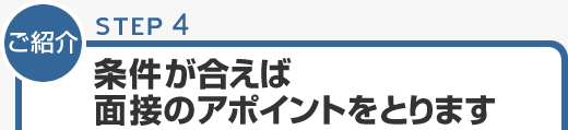 STEP3 条件が合えば面接のアポイントをとります