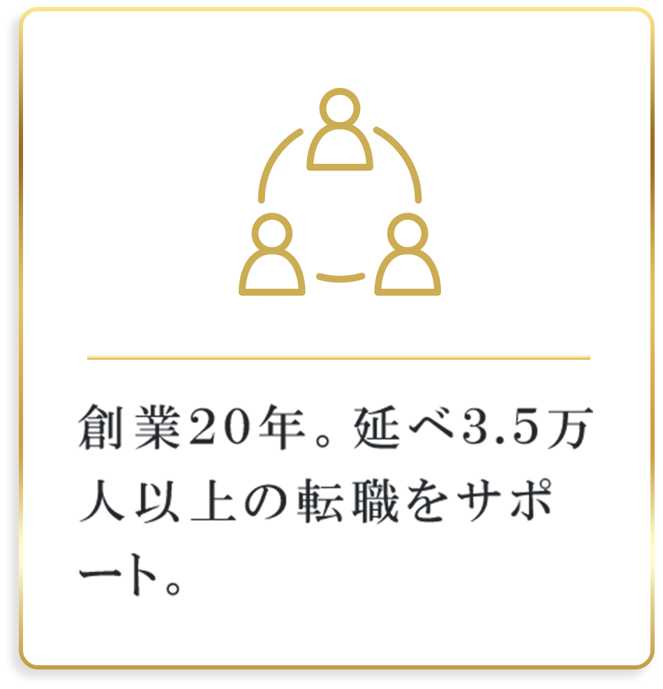 創業20年。延べ3.5万人以上の転職をサポート。